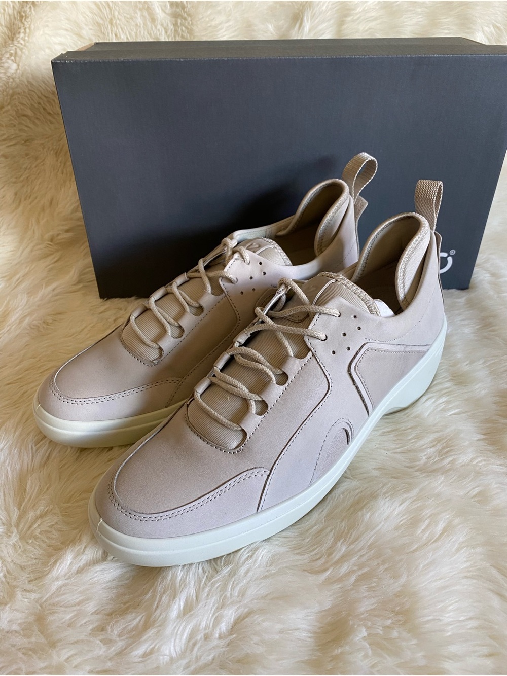 NIB ECCO Women's Soft 7 Wedge Athletic Comfort Shoes In Gravel SZ10-10.5/ EU41